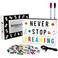 Caja de Luz LED A4 con 300 Letras- Divertidos Emojis y 2 Rotuladores | Ñ y Ç Incluidas | Light Box Ideal para Decoración…